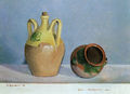Lefteris Kanakais, Two ceramics, 1983, oil, 53 x 61 cm