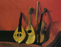 Lefteris Kanakakis, Musical instruments, 1981, oil, 73 x 92 cm