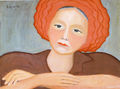 Σίλεια Δασκοπούλου, Γυναίκα με ροζ καπελλάκι, 1978, ελαιογραφία, 45 x 60 εκ.
