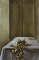 Ντίκος Βυζάντιος, Νεκρή φύση στο ατελιέ, 1980, λάδι σε μουσαμά, 120 x 80 εκ.