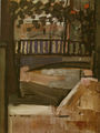 Λουκάς Βενετούλιας, Αυλή σπιτιού, 1960, λάδι σε ξυλοτέξ, 60 x 44,5 εκ.