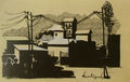 Λουκάς Βενετούλιας, Αστικό τοπίο,δεκαετία 1960, τέμπερα και σινική σε χαρτί, 23 x 26 εκ.