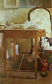Stefanos Daskalakis, Interior with white chair, 1985, oil, 90 x 150 cm