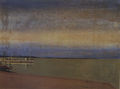 Spyros Vassiliou, Sunset at the beach, 1965, oil on canvas, 65 x 80 cm