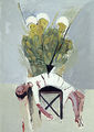 Dimosthenis Kokkinidis, Violence-Death, 1964, egg tempera on cardboard, 110 x 60 cm