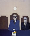 Dimosthenis Kokkinidis, Judges, 1971, acrylic on wood, 75 x 65 cm