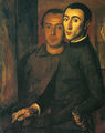 Yannis Moralis, The artist and Nikos Nikolalou, 1937, oil on canvas, 91 x 72 cm