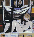 Γιάννης Μόραλης, Επιτύμβια σύνθεση Δ΄, 1963, κόλλα βιναβύλ σε μουσαμά, 79 x 73 εκ.
