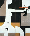 Yannis Moralis, Girl painting, 1971, acrylic on canvas, diptych 146.5 x 113.5 cm