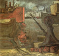 Takis Marthas, Harbor, 1950, oil on hardboard, 36 x 39 cm
